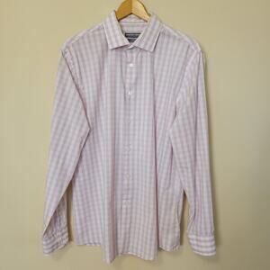 Geoffrey Beene 16-16.5 34/35 Slim Fit Flex Collar Long Sleeve Dress Shirt Plaid